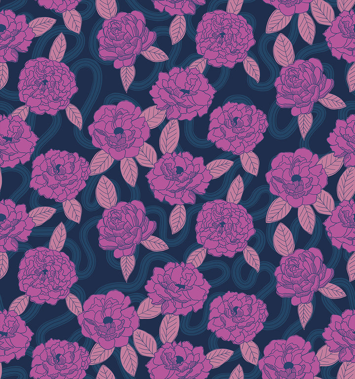 CLEARANCE Verbena Navy Peonies Fabric by Jen Hewett for Ruby Star Society / RS6031 13 / Full yard continuous cut