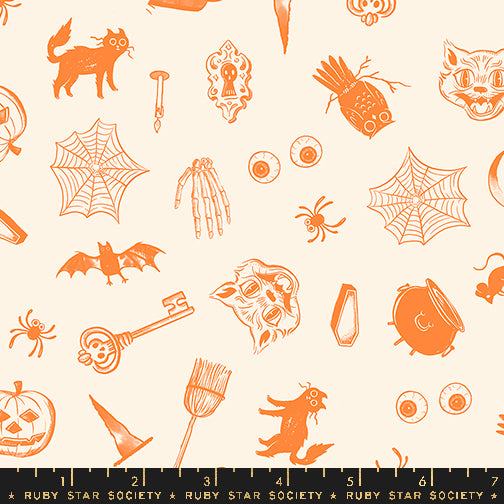 Good Spirits Natural Curios Halloween Fabric Collaborative Collection for Ruby Star Society / RS5135 11 / Half yard continuous cut