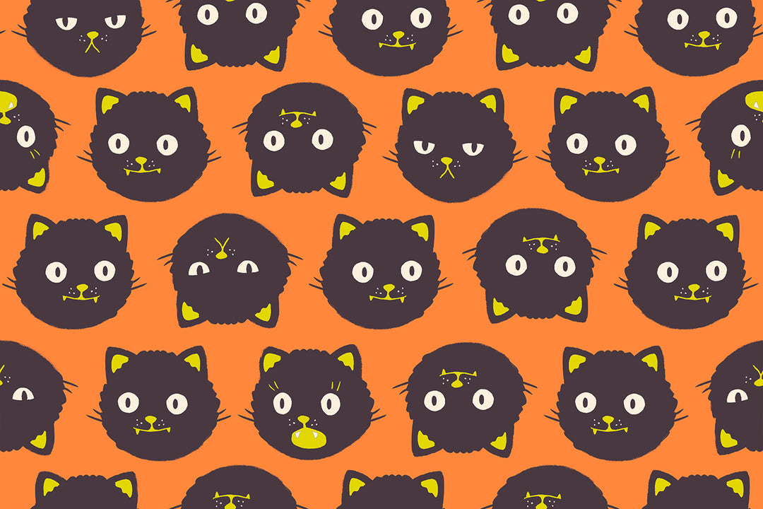 Good Spirits Glow in the Dark Pumpkin Scaredy Cats Fabric Collaborative Collection for Ruby Star Society / RS5137 12G / Half yard continuous cut