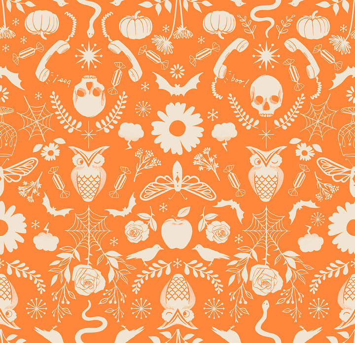 Good Spirits Pumpkin Creepy Damask Halloween Fabric Collaborative Collection for Ruby Star Society / RS5138 14 / Half yard continuous cut