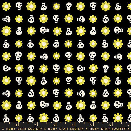 Good Spirits Glow in the Dark Black Loves Me Not Halloween Fabric Collaborative Collection for Ruby Star Society / RS5141 14G / Half yard continuous cut