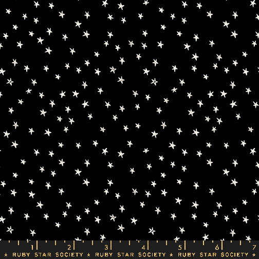 Good Spirits Black Mini Starry Fabric Collaborative Collection for Ruby Star Society / RS5142 16 / Half yard continuous cut