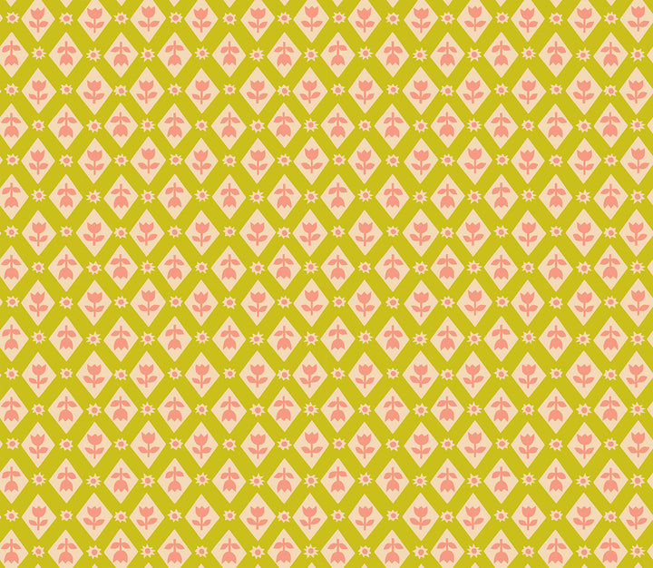 Favorite Flowers Pistachio Lattice 30s Fabric Collaborative Collection for Ruby Star Society / RS5148 13 / Half yard continuous cut