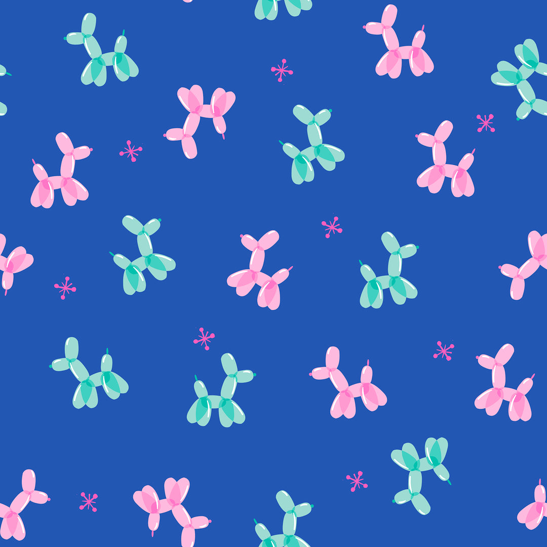 Eye Candy Blue Ribbon Balloon Animal Fabric by Collaborative Collection for Ruby Star Society / RS5156 16 / Half yard continuous cut