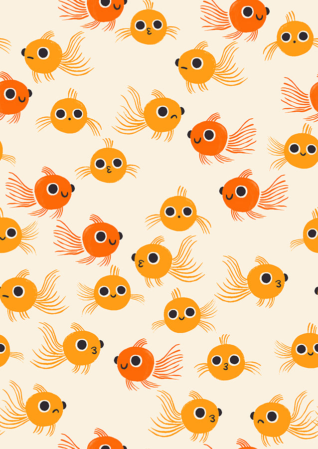 Animal Animal Orange Goldfish Fabric Collaborative Collection for Ruby Star Society / RS5165 11 / Half yard continuous cut