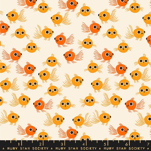 Animal Animal Orange Goldfish Fabric Collaborative Collection for Ruby Star Society / RS5165 11 / Half yard continuous cut