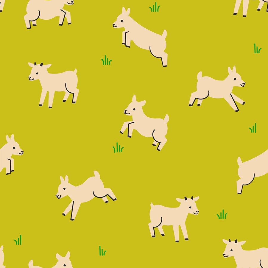 Animal Animal Pistachio Baby Goats Fabric Collaborative Collection for Ruby Star Society / RS5166 14 / Half yard continuous cut