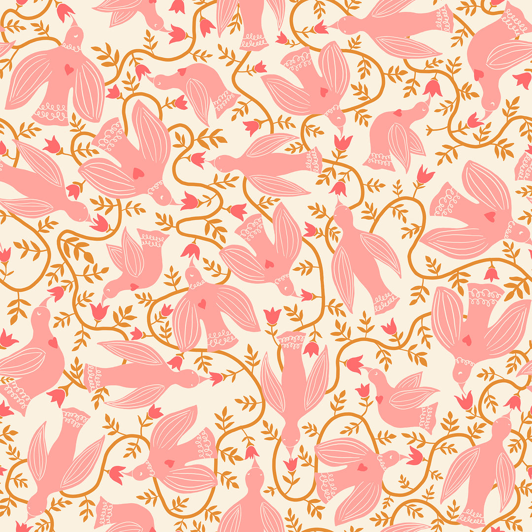 Endpaper Natural Hummingbirds Americana Fabric by Jen Hewett for Ruby Star Society / RS6040 11 / Half yard continuous cut