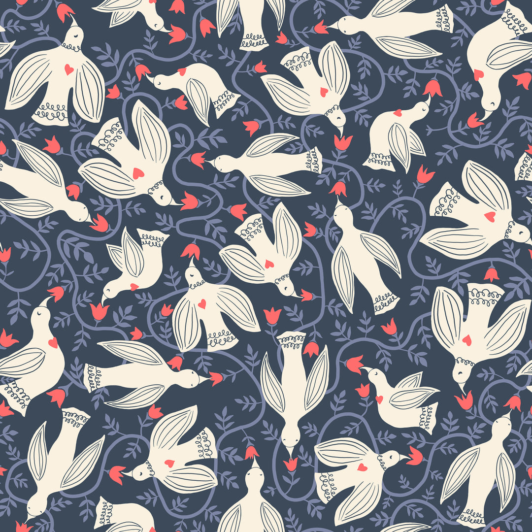 Endpaper Canvas Linen Smoke Hummingbirds Americana Fabric for Ruby Star Society / RS6048 16L / Half yard continuous cut