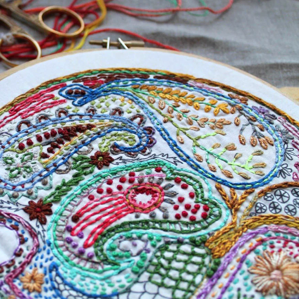 Paisley Dropcloth Sampler embroidery sampler preprinted
