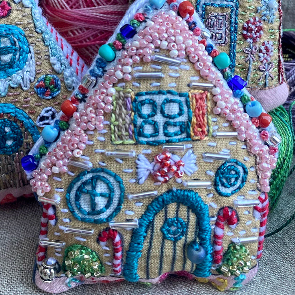 Gingerbread House Ornaments Dropcloth Sampler embroidery sampler preprinted