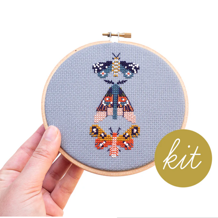 Moths Junebug & Darlin Cross Stitch Kit