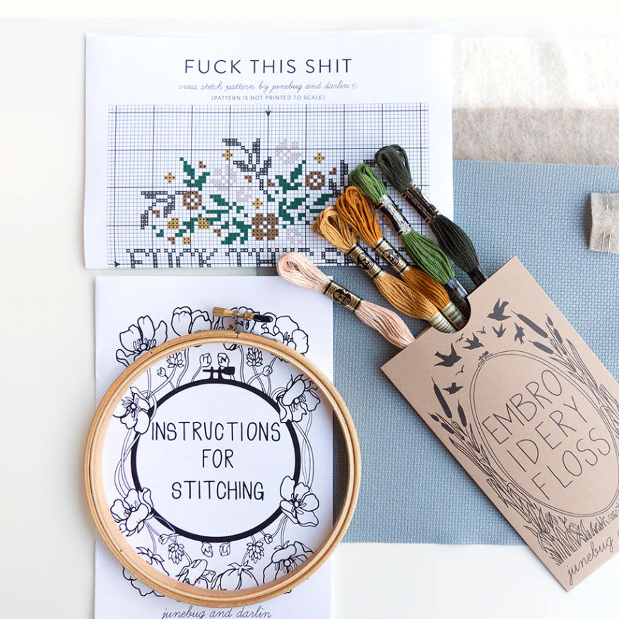 F*ck this Sh*t Junebug & Darlin Cross Stitch Kit