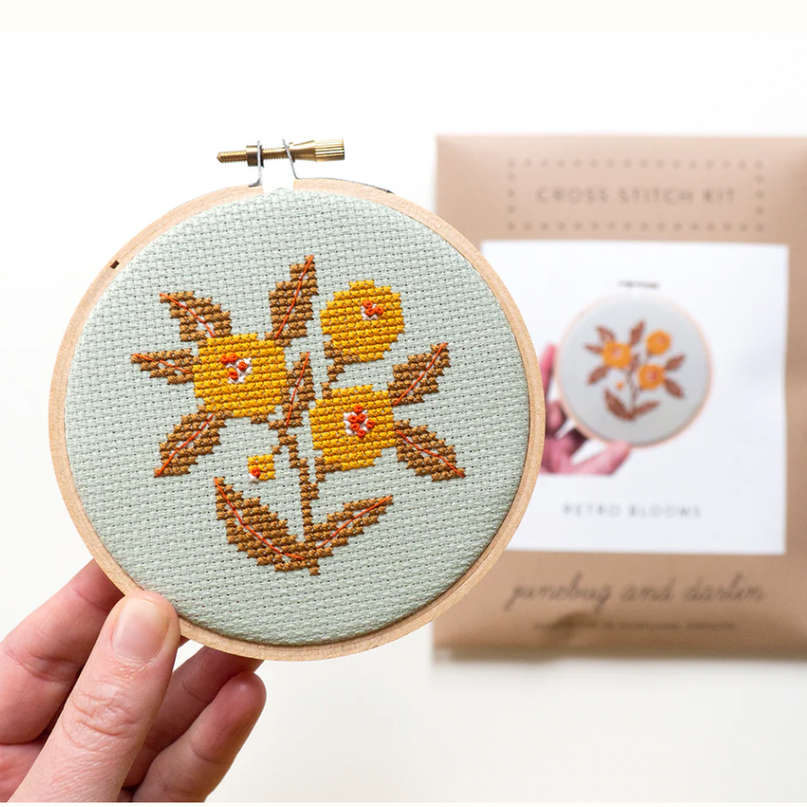 Retro Blooms Junebug & Darlin Cross Stitch Kit