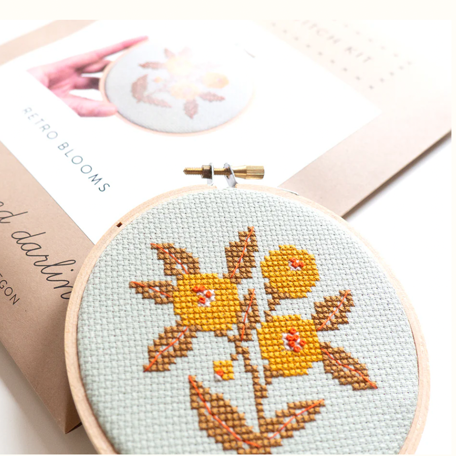 Retro Blooms Junebug & Darlin Cross Stitch Kit