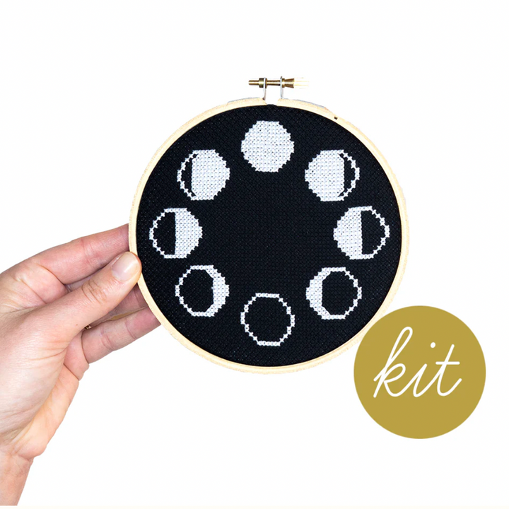 Moon Phases Black Junebug & Darlin Cross Stitch Kit