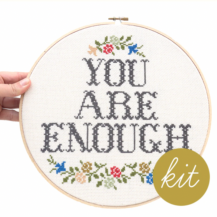 You Are Enough Junebug & Darlin Cross Stitch Kit