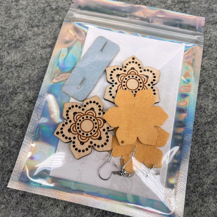 Embroider Your Own Wooden Earrings Kit, Flowers