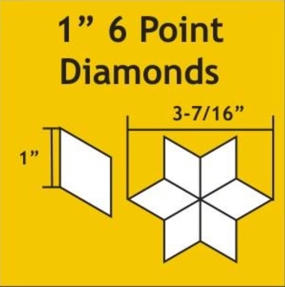 1" 6-point 60° Diamonds Acrylic Template with 3/8" seam allowance from Paper Pieces