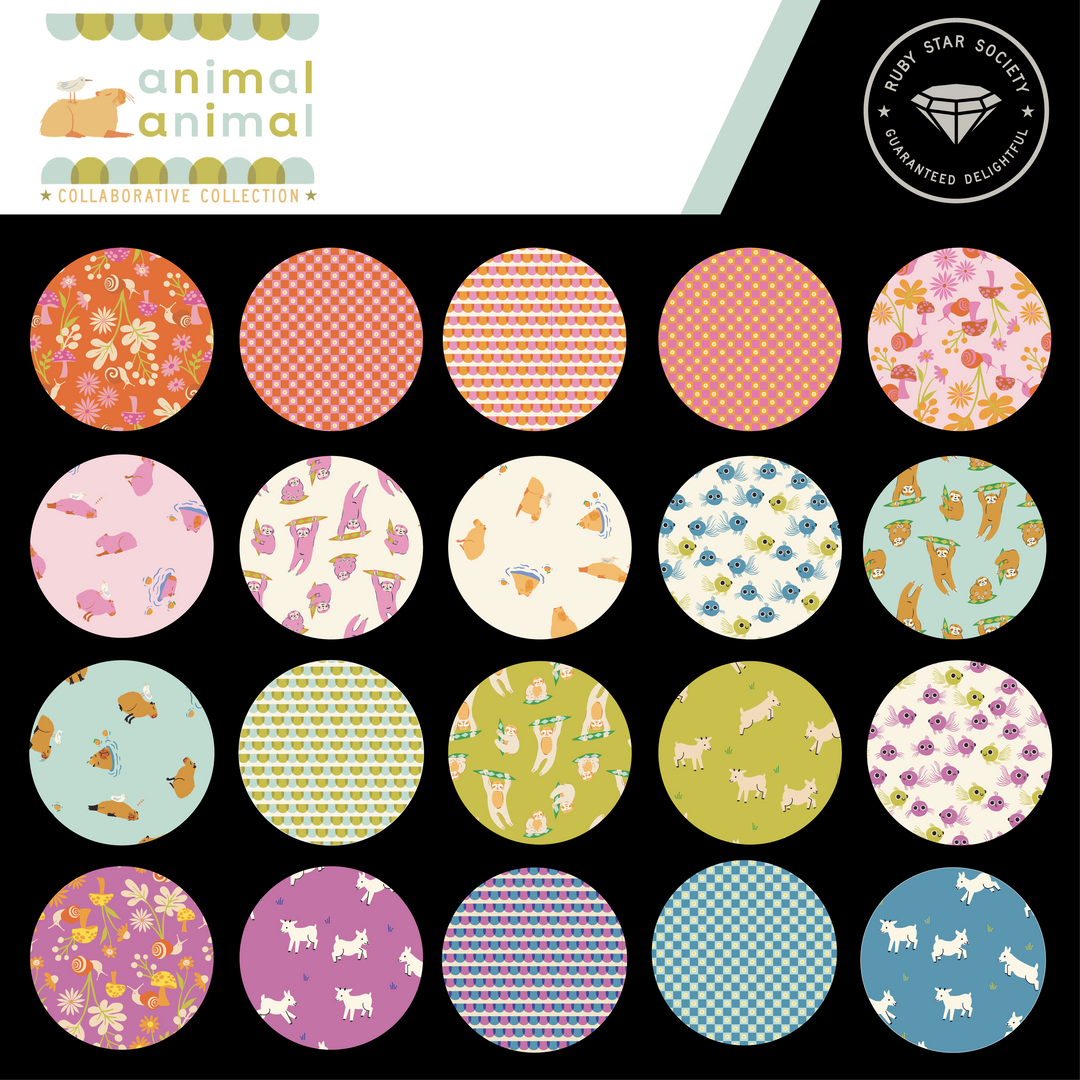 Animal Animal Natural Sloth Fabric Collaborative Collection for Ruby Star Society / RS5168 12 / Half yard continuous cut