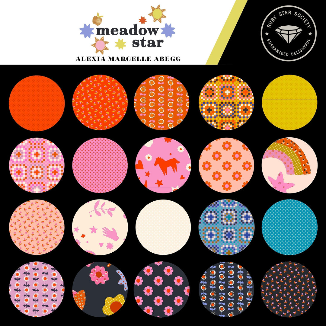 Meadow Star Merry Mini Granny Squares Fabric by Alexia Marcelle Abegg for Ruby Star Society / RS4101 17 / Half yard continuous cut