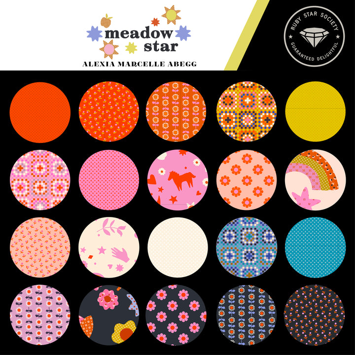 Meadow Star Daisy Applique Menagerie Fabric by Alexia Marcelle Abegg for Ruby Star Society / RS4097 12 / Half yard continuous cut