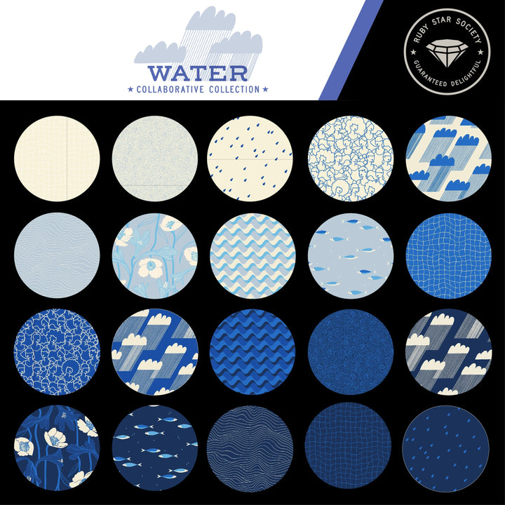 Water Natural Water Drops Fabric Collaborative Collection for Ruby Star Society / RS5132 14 / Half yard continuous cut