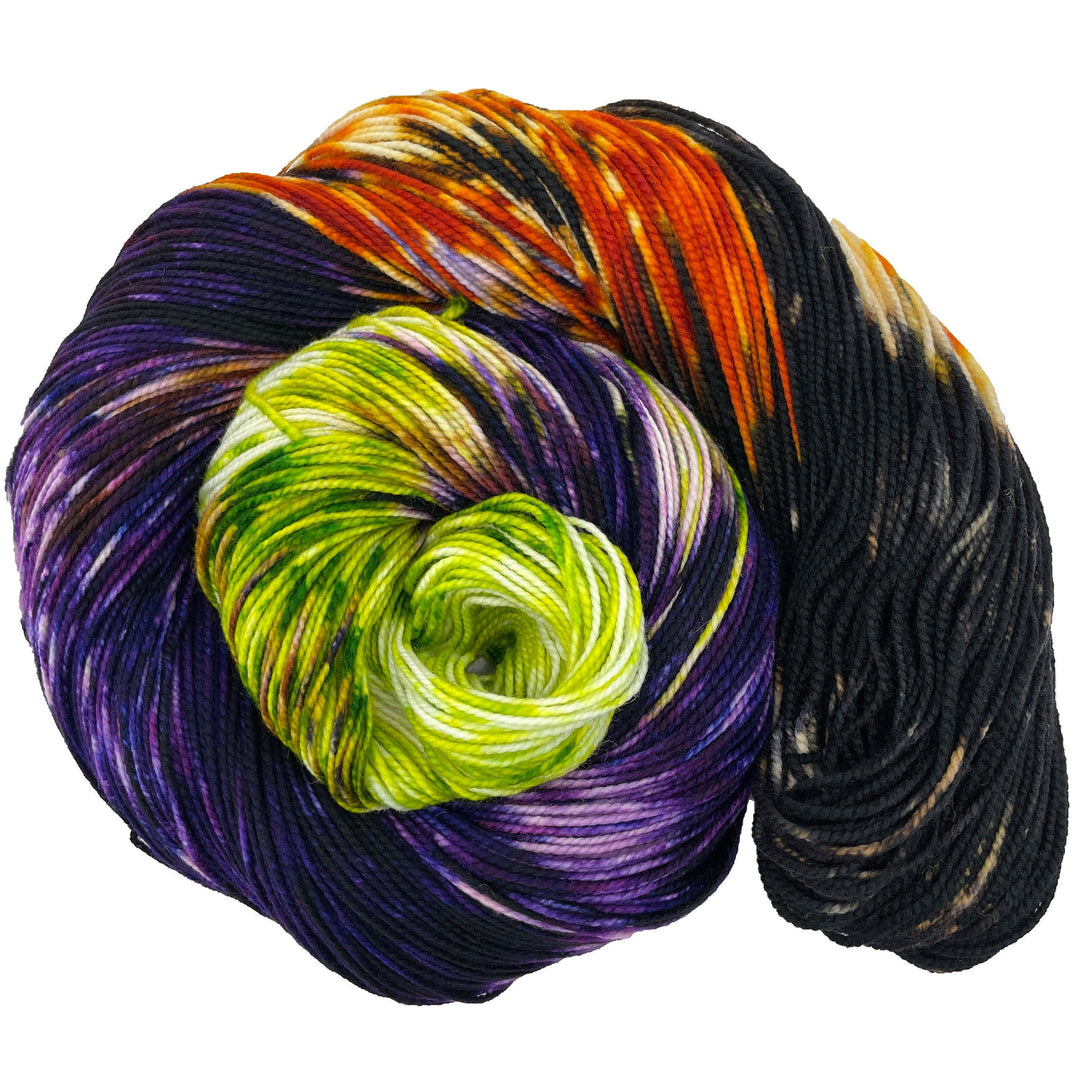 Witches Brew - Hand dyed yarn - Mohair - Fingering - Sock - DK - Sport - Worsted - Bulky - Variegated Halloween Yarn