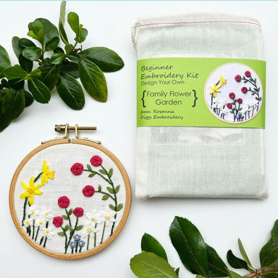 Family Flower Garden Embroidery Kit by Rosanna Diggs