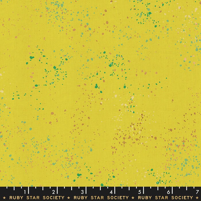 Speckled Citron Metallic Fabric by Rashida Coleman Hale for Ruby Star Society / RS5027 65M / Half yard continuous cut