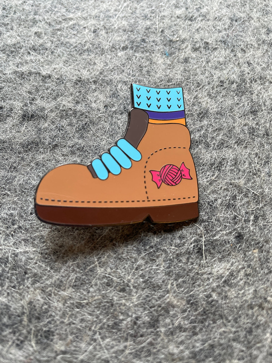 Knitted Wit Hiking Boot Enamel Pin