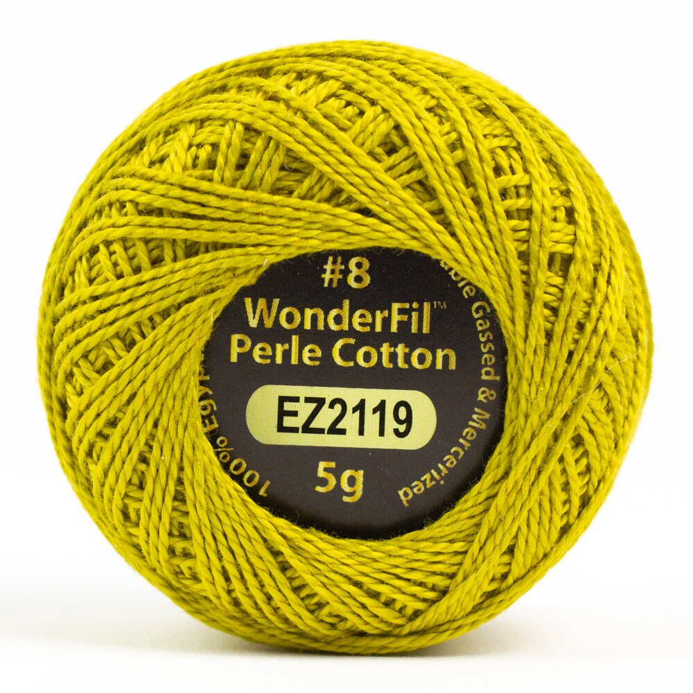 Wonderfil Eleganza Perle Cotton Thread #8 Alison Glass - EZ2119 Chartreuse/ embroidery stitching thread