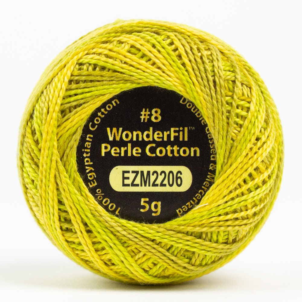 Wonderfil Eleganza Perle Cotton Thread #8 Alison Glass Variegated - EZM2206 Lichen / embroidery stitching thread
