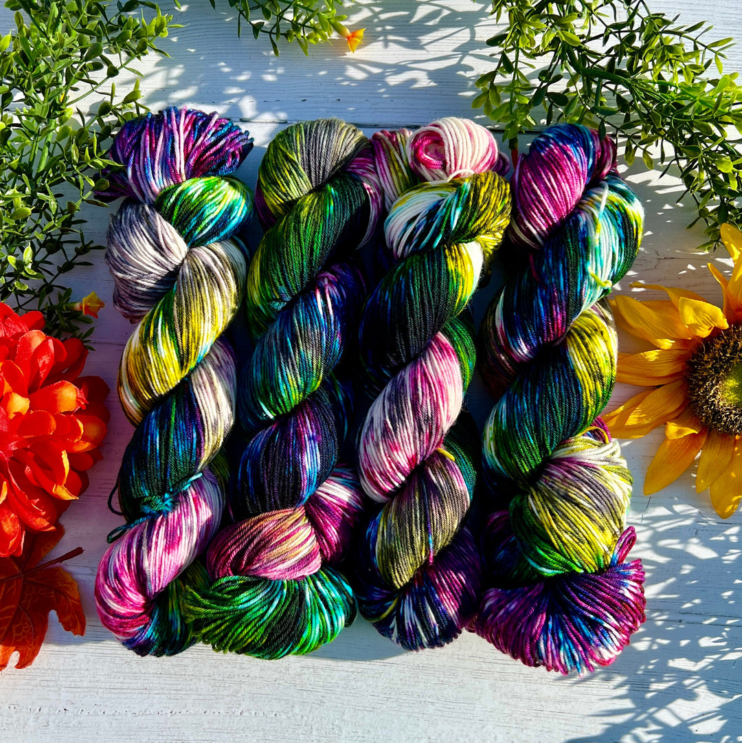 Monet's Garden - Hand dyed yarn - Mohair - Fingering - Sock - DK - Sport - Worsted - Bulky - Variegated Fantasy Yarn