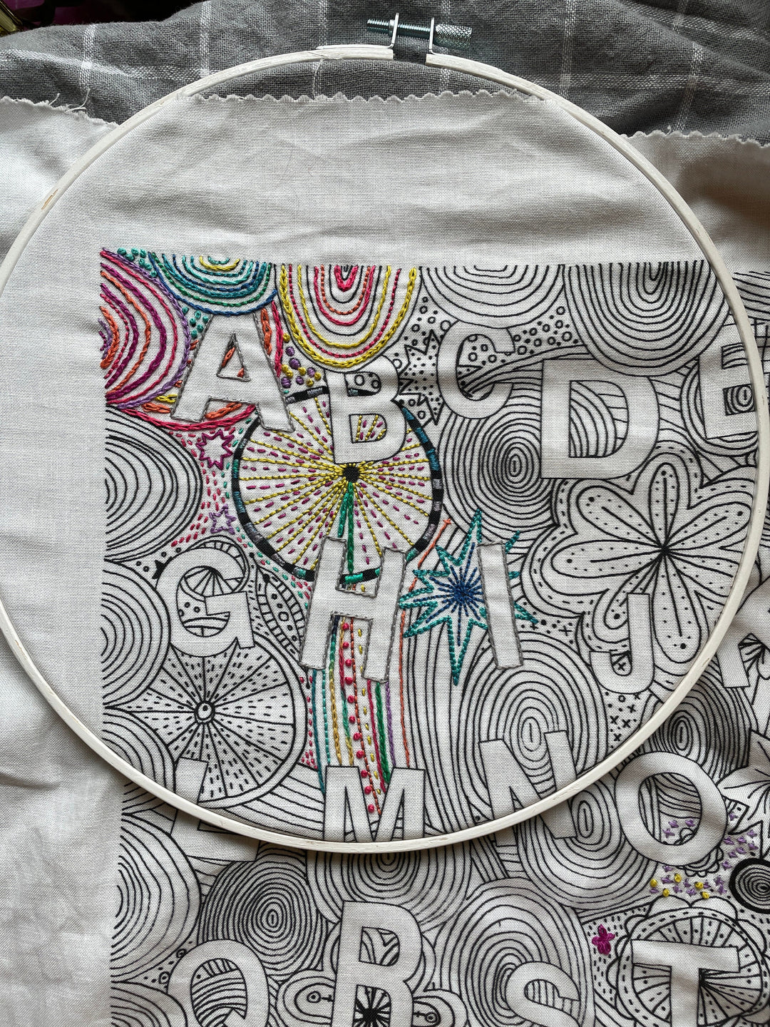 ABC Max Dropcloth embroidery sampler preprinted