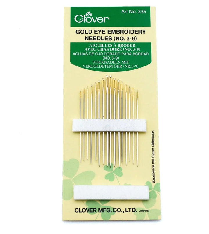 Clover Gold Eye Embroidery Needle 3-9 variety pack