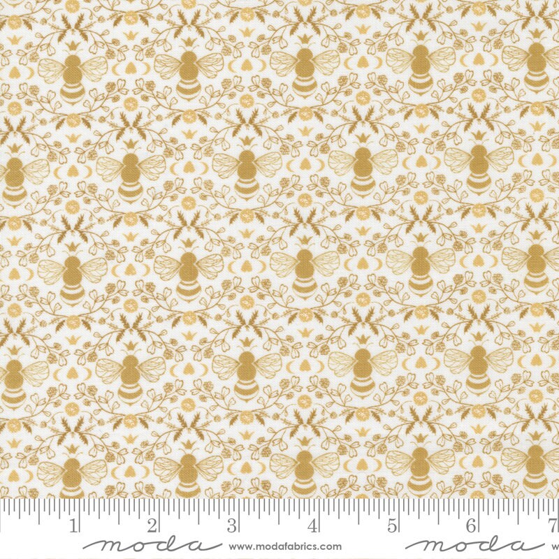 Midnight in the Garden Honeybee Mist Gold Fabric by Sweetfire Road for Moda / 43124 21 / Half yard continuous cut