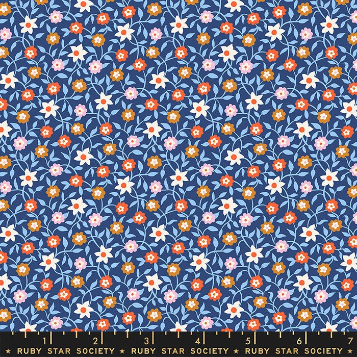 Lil Creeping Vine Bluebell Fabric by Kimberly Kight for Ruby Star Society / RS3055 15 / Half yard continuous cut