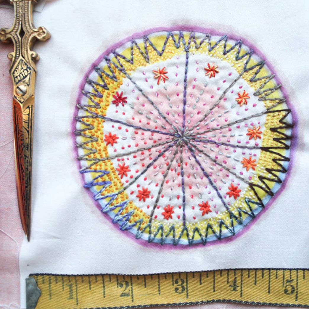 Colorburst! Starburst Dropcloth Sampler embroidery sampler preprinted