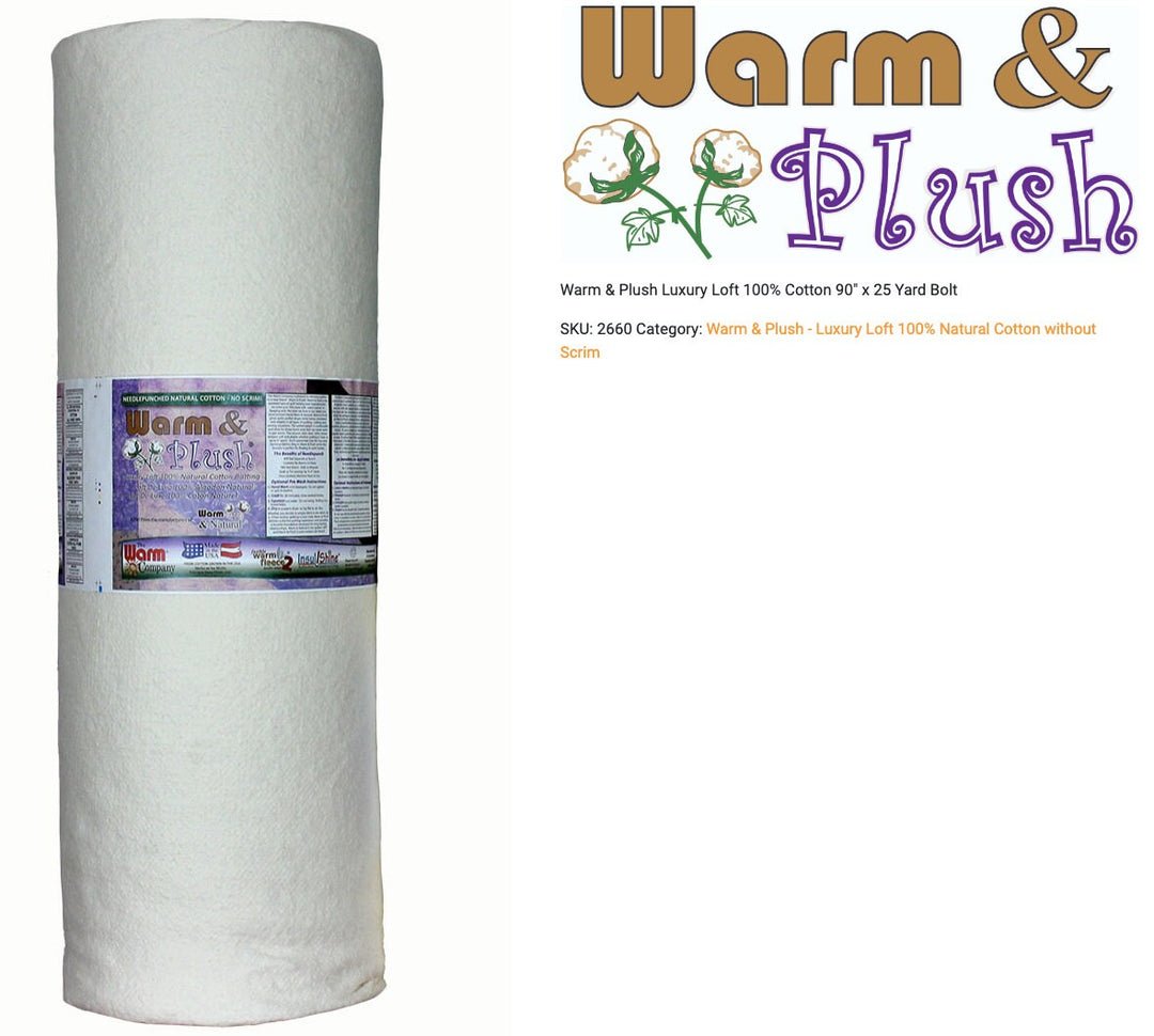 Warm & Plush Luxury Loft 100% Cotton 90″ x 25 Yard Bolt – The Warm Company