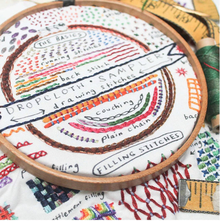 Drawing Stitches Dropcloth Sampler embroidery sampler preprinted